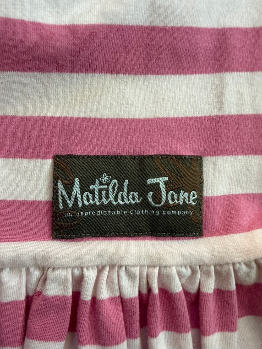 Matilda Jane Pink & White Striped Ruffle Crop Leggings - Picture 3 of 4